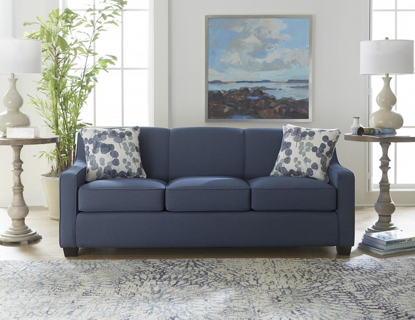 Upholstered sofa on the Fox Furniture showroom floor