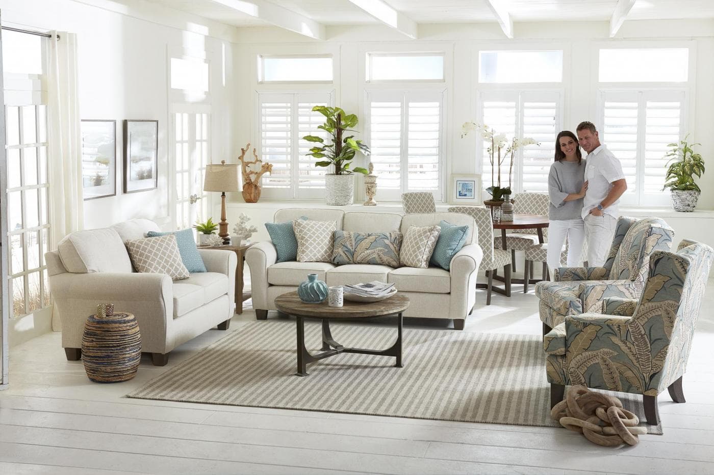 Fox Furniture customers in a finished living room